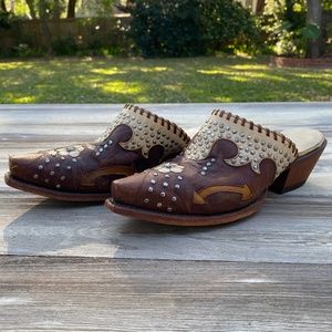 Dan Post Brown and Cream Western Mules